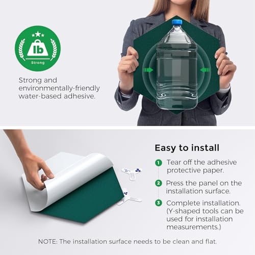 Self-Adhesive Acoustic Panels [390 lbs/yd³ Ultra-High Density], 2nd Generation Sound Absorbing Panel, Professional Level Sound Panel, Polyester Soundproof Foam [Medium Hexagon, Dark Green] - color: Dark Green, size: Medium Hexagon (12''x10''x0.4'')