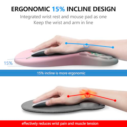 Mouse Pad with Wrist Rest & Keyboard Wrist Rest, Memory Foam - color: Bird Pink