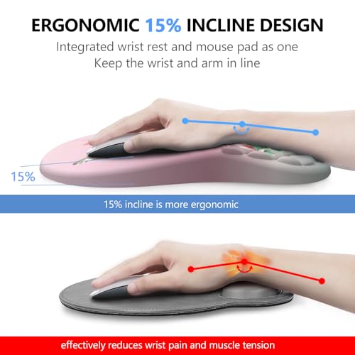 Mouse Pad with Wrist Rest & Keyboard Wrist Rest, Memory Foam - color: Bird Pink