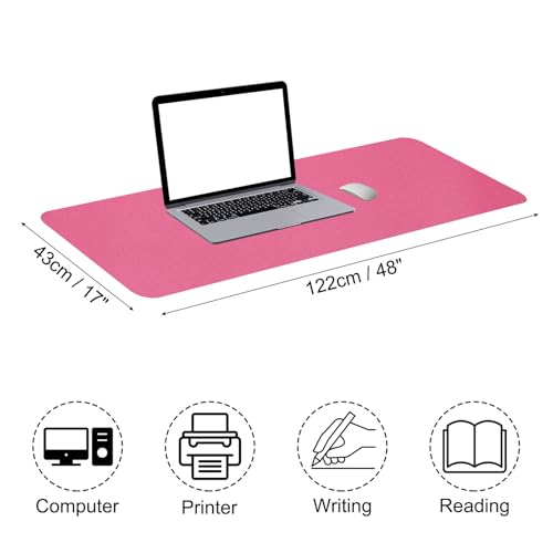 Patikil Desk Mat, 48"x17" Non-Slip Waterproof PU Leather Desk Pad Dual Sided - Rose Red - color: Rose Red, size: 48"x17"