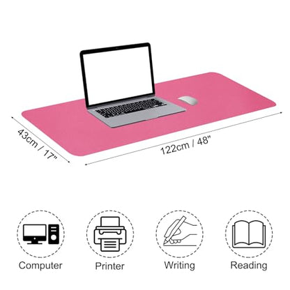 Patikil Desk Mat, 48"x17" Non-Slip Waterproof PU Leather Desk Pad Dual Sided - Rose Red - color: Rose Red, size: 48"x17"