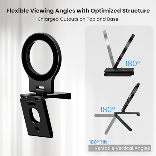 Itramax Continuity Camera Mount for iMac&Desktop Monitor,Magnetic Phone Webcam Stand,Foldable Phone Webcam Holder for MagSafe iPhone 17 Air Pro Max/17e/16/15/14/13/12/11/XR/XS,Mac,MacBook,Apple TV 4K - color: Standard-Black