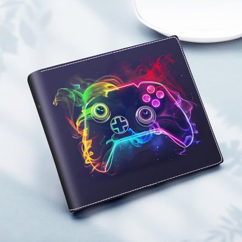 EXXBYELI Kids Wallet for Boys,Cool Boys Gaming Wallet for Kids Ages 5-7 8-12 11-15 with Credit Id Card Cash Holder Black Rfid Blocking Zipper For Teen Youth Guys Teenager Birthday Gifts Ideas - color: game-Yellow green blue purple
