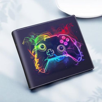 EXXBYELI Kids Wallet for Boys,Cool Boys Gaming Wallet for Kids Ages 5-7 8-12 11-15 with Credit Id Card Cash Holder Black Rfid Blocking Zipper For Teen Youth Guys Teenager Birthday Gifts Ideas - color: game-Yellow green blue purple