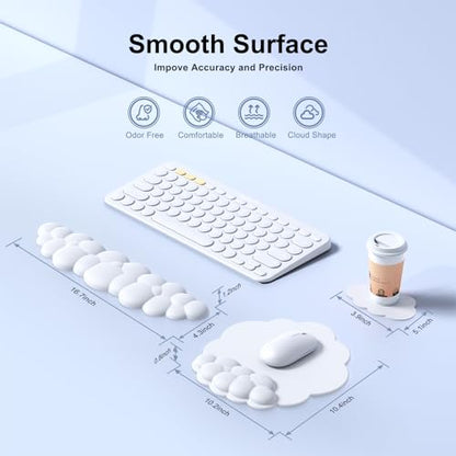 MOKURU Cloud Mouse Pad with Wrist Rest, Cloud Keyboard Wrist Rest, Mouse Pad Wrist Support, Ergonomic Keyboard Mouse Wrist Support White - color: White