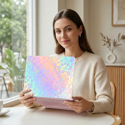 DONGKE Compatible with MacBook Neo 13 Inch Case 2026 A3404 A18 Pro chip & Touch ID, Plastic Hard Shell with Keyboard Cover, Screen Protector & Dust Plugs, Colorful Leopard - color: Colorful Leopard
