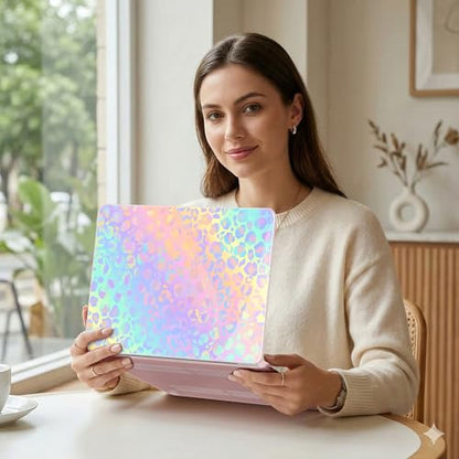 DONGKE Compatible with MacBook Neo 13 Inch Case 2026 A3404 A18 Pro chip & Touch ID, Plastic Hard Shell with Keyboard Cover, Screen Protector & Dust Plugs, Colorful Leopard - color: Colorful Leopard
