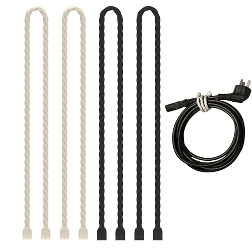 4PCS Silicone Cable Ties 24 Inch Reusable Twist Ties Steel-Core Cable Tie Straps Organizer All Purpose Bendable Cord Tie for Indoor Outdoor Bundling Holding Securing and Wrapping (Black White) - color: Black & White, size: 24-Inch (4PCS)