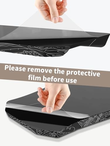 3-in-1 Ergonomic Keyboard Stand with Wrist Rest & Mouse Pad Set, Comfy Keyboard Riser Holder Soft Mousepad with Massage Design, Memory Foam and Non-Slip PU Base for Pain Relief, Black Wave of Kanagawa - color: Black Wave