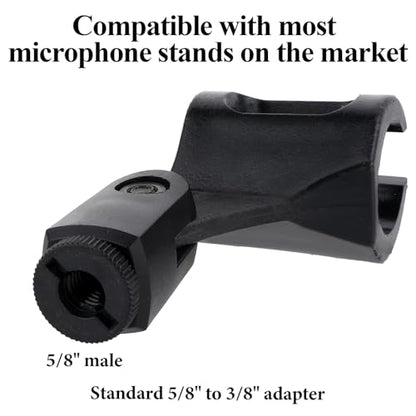 4 PCS Microphone Holder, Adjustable Angle Mic Holder Clip for Stand Rubber Flexible Microphone Clip Black Wireless Mic Holders Clamp for Mics Stand Handheld Microphones Recording Condenser Microphones