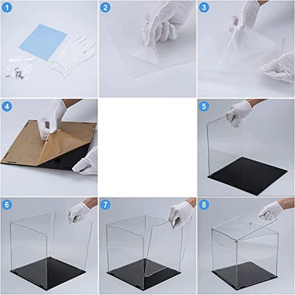 Cliselda Clear Acrylic Display Case with Black Base 10x10x10 inch | Sturdy Acrylic Display Box Countertop Box, Assemble Dustproof Protection Showcase for Action Figures Toys Collectibles - size: 10x10x10 inch