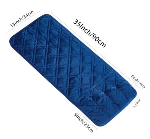 Brilliant Sunshine Velvet Couch Armrest Organizer, Dark Blue (35"×13") | Non Slip Armchair Caddy for Sofa Recliner, Washable Remote Controls Holder, Storage for Magazine, Phone, iPad - color: Dark Blue