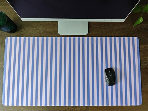 Blue Pink Striped Desk Mat Cute Pastel XXL Large Gaming Mouse Pad Desk Pad Kawaii Aesthetic Home Office Decor Cozy Keyboard Laptop Computer Mat - color: A6- Blue Pink