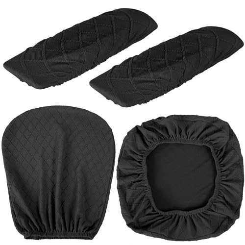 Tallew 4 Pcs Office Chair Covers Set Computer Universal Protective Stretchable Chair Seat Covers Desk Armrest Slipcovers Pads Office Cushion Backrest for Rotating(Dark Grey) - color: Dark Grey