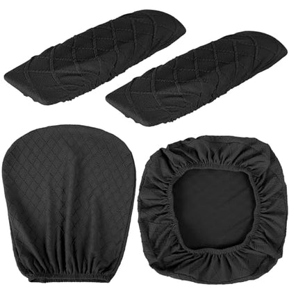 Tallew 4 Pcs Office Chair Covers Set Computer Universal Protective Stretchable Chair Seat Covers Desk Armrest Slipcovers Pads Office Cushion Backrest for Rotating(Dark Grey) - color: Dark Grey