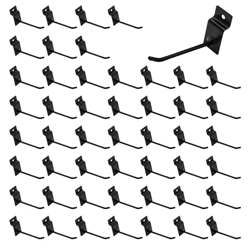 50Pcs 4 Inches Black Slatwall Panel Hooks Bulk Set, Metal Slat Wall Hanging Display Hanger Hooks, Pegboard Organizer for Gridwall Garage Shop Retail - color: Black, size: 4 inches