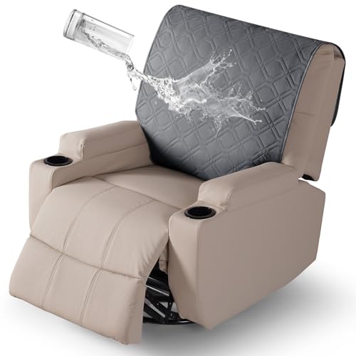 VANSOFY Recliner Chair Covers 100% Waterproof Backrest Cover Reclining Cover Non-Slip Dog Chair Cover Furniture Protector Washable Slipcover Elastic Straps for Pets, Dogs(Dark Gray) - color: Dark Gray