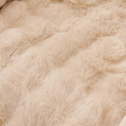 vctops 3 Pieces Faux Rabbit Fur Sofa Armrest Cover for Recliner Chair Non Slip Fluffy Furry Headrest Cover Soft Fuzzy Couch Cover for Dogs Washable Furniture Protector (Khaki,1 Seat) - color: Khaki