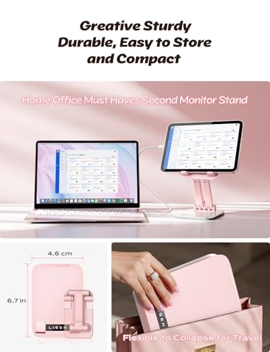 LISEN Tablet Stand for iPad Stand Holder Desk, Foldable eBook Readers Desk Accessories Fits Kindle 4-15.9" Pink - color: Pink