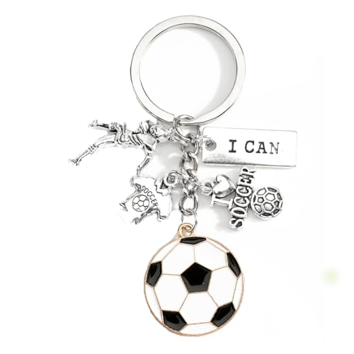 Sports Ball Keychain with Volleyball Baseball Soccer Basketball Football Charms Athletic Gift for Men - color: Football