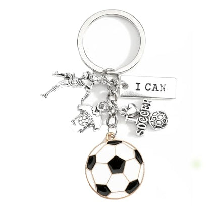 Sports Ball Keychain with Volleyball Baseball Soccer Basketball Football Charms Athletic Gift for Men - color: Football