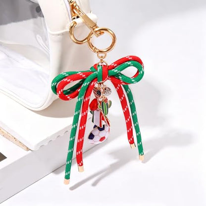 PHALIN Football Baseball Basketball Golf Bag Charms Keychain for Women Men Bow Purse Charm Sport Mom Gifts - style: Soccer-3
