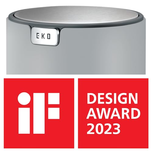 EKO Mini Desk Trash Can with Swing-Top Lid 0.4 Gallon Small Table Round Wastebasket for Office, Home, Car (Grey) - color: Grey, size: 1.5 Liters