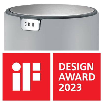 EKO Mini Desk Trash Can with Swing-Top Lid 0.4 Gallon Small Table Round Wastebasket for Office, Home, Car (Grey) - color: Grey, size: 1.5 Liters
