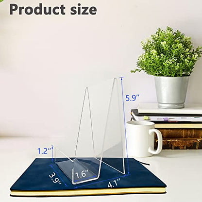 6'' x 4'' Acrylic Book Display Stand Clear Easel with Ledge Tablet Holder for Displaying Books, Pictures, Notebooks, CDs, Artworks, etc (Large) (6)