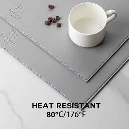 Baroyal Faux Leather Placemats Set of 6 Vinyl Washable Wipeable Table Mats for Kitchen Dining Table Heat Resistant Waterproof Modern Indoor/Outdoor Placemats Non-Slip Easy Clean Place Mats (Gray) - color: B-gray
