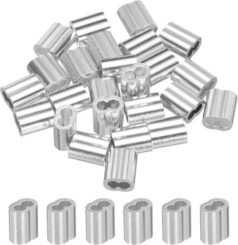 YAMASO 30pcs 1/4" Aluminum Crimping Loop Sleeve, Cable Ferrule Wire Rope Sleeves Loop Sleeve - size: 1/4"(30pcs)