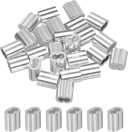 YAMASO 30pcs 1/4" Aluminum Crimping Loop Sleeve, Cable Ferrule Wire Rope Sleeves Loop Sleeve - size: 1/4"(30pcs)