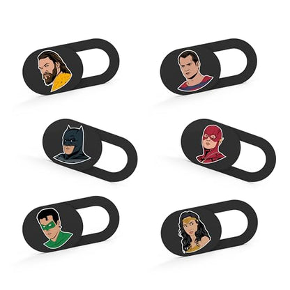 Ultra-Slim Laptop Camera Cover Slide | 0.03 Inch Thick | Upholds Digital Privacy | Compatible with Mobiles, Tablets, Desktops & Laptops (Super Hero Set 1-6 Pack) - style: Super Hero Set 1 - 6 Pack