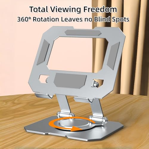 360° Rotatable Metal Tablet Stand, Adjustable Folding Desktop Stand for iPad/iPhone/Switch, Universal Use for Office/Movie/Studying/Drawing/Gaming, Black - color: Hollow Stand - Black