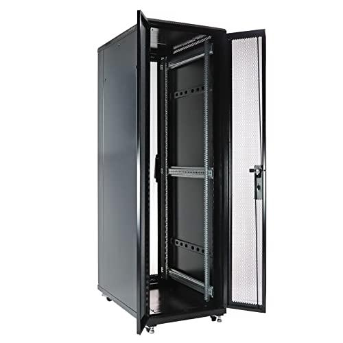 Aeons 42U Professional Network Server Rack Cabinet Enclosure 1000mm 39.5" Deep Computer Electronics Data Equipment Rack Vented Door Server-Depth Black (Pre-Assembled) - style: 42U-40"D [Vented]