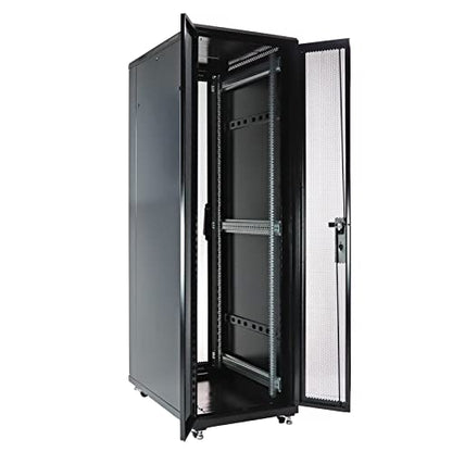 Aeons 42U Professional Network Server Rack Cabinet Enclosure 1000mm 39.5" Deep Computer Electronics Data Equipment Rack Vented Door Server-Depth Black (Pre-Assembled) - style: 42U-40"D [Vented]