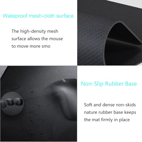 [30" x 17"] Extended-Large Mouse pad, Keyboard pad - Enhance Your Gaming Experience with The Desk mat - Waterproof and Easy to Clean - lint-Free - Ideal for Gaming Table (Black, Large) - size: 30L x 17W inches