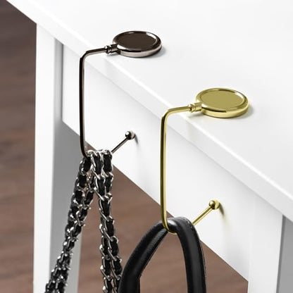kwmobile Purse Hook for Table - Set of 2 Purse Holder - Handbag Hanger - Portable Bag Holder - Bag Hooks for Desk - Table Hook Gold/Black - color: gold / black