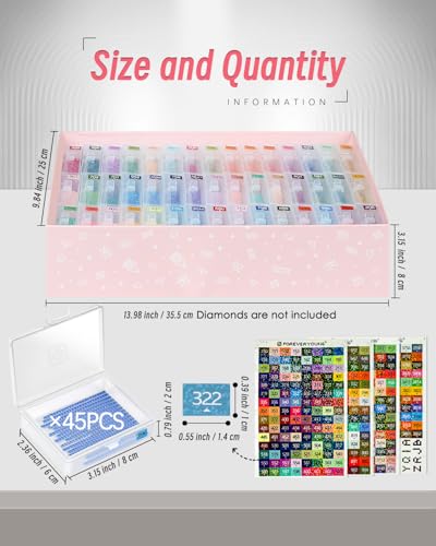 forever young 45pcs Diamond Painting Storage Containers Trays, Diamond Art Accessories Diamond Painting Trays with Lids, 2-in-1 Storage, Bead Storage & Line-Up, Box Package - size: 45pcs Storage set