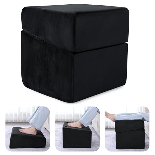 Under Desk Foot Rest, ROYALAY Ergonomic Office Footrest with 3 Adjustable Heights, High-Density Memory Foam Leg Rest for Home, Travel, Airplane with Washable Cover - color: Black, size: 16*16*17in