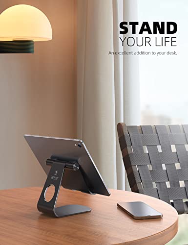 Lamicall Tablet Stand Adjustable, Tablet Stand : Desktop Stands Holder Gifts Compatible with Tablets Such as iPad 2018 Pro 9.7, 10.5, Air Mini 4 3 2, Kindle, iPhone 17 Max, E-Reader (4-13'')- Black - color: Black