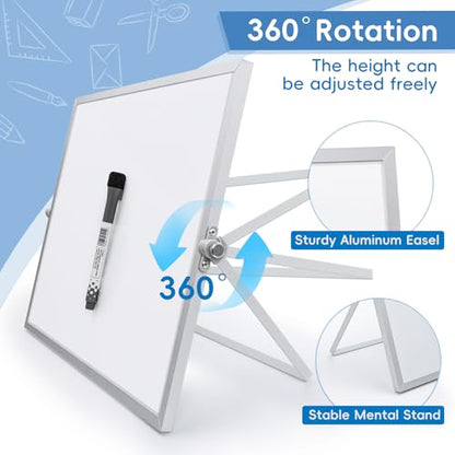 Dry Erase Magnetic White Board, 16" x 12",Double-Sided Desktop Whiteboard with Stand, Portable Magnetic Tabletop Erase Board for Drawing,Office, Home, School