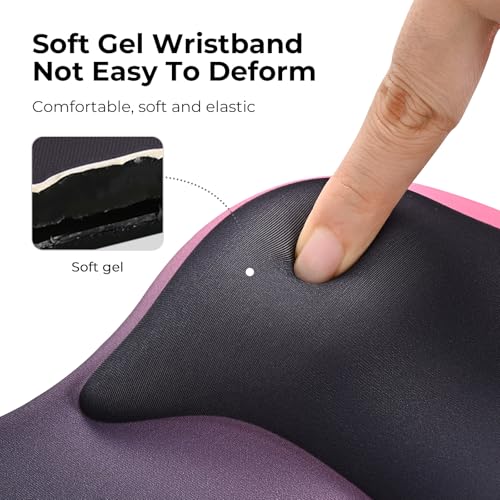 EooCoo Ergonomic Mouse Pad with Gel Wrist Rest Support Middle Concave Design, Relieve Wrist Pain Mousepad, Non-Slip Base for Laptop, Office Desk Accessories, Carpal Tunnel Syndrome Black Pink - color: Black Pink