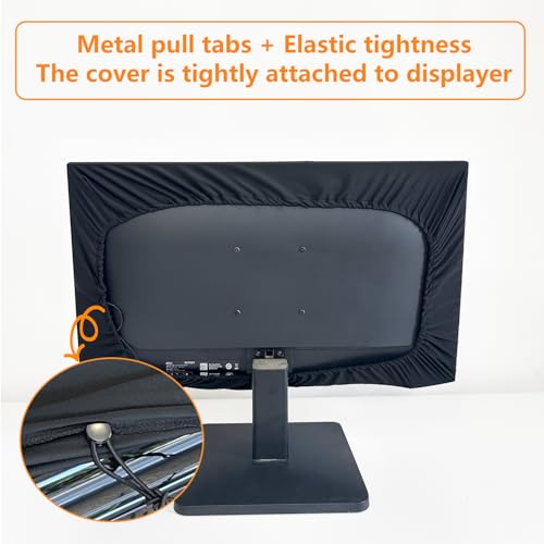 3-Piece Computer Dust Cover Set - Waterproof & Dustproof with Elastic Fabric, Pure Black Minimalist Design, Includes mainframe Case, Keyboard & 19-27 Inch Monitor Covers , Universal Fit