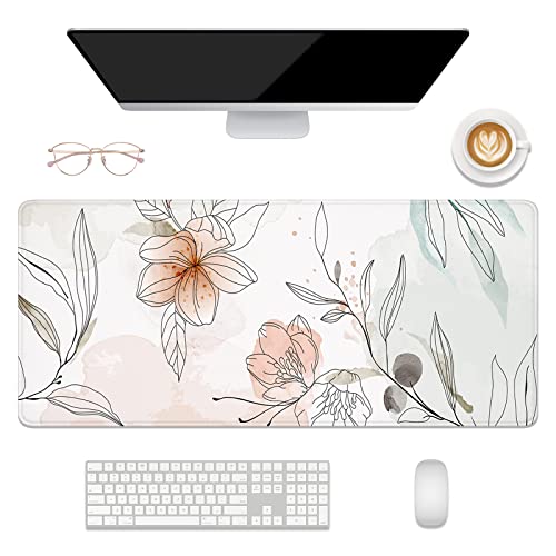 Desk Mat, 32" x 12" XXL Extended Large Gaming Mouse Pad, Desktop Decor Desk Pad, Cute Men Women Office Supplies and Accessories, XL Mouse Mat for Laptop & Keyboard, Watercolor Flowers - color: Watercolor Flowers, size: 32" x 12"