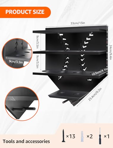 Baseball Display Shelf with LED Light, Home Plate Shaped Wood Holder, Championship Ring Wall Organizer for PSA SGC Collectibles, Ball Hanging Frame Gift for Boys Son