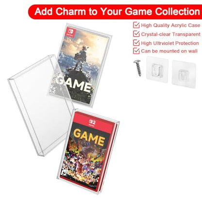 Clear Acrylic Game Protective Case for Switch 1 & 2 Games | 3mm Thick Dustproof Wall Storage Holder, Display Case for Switch Game, Pack of 1