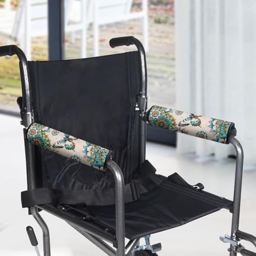 Wheelchair Armrest Pads Boho Butterfly Wheel Chair Accessories Adults 2 Pack Wheelchair Arm Pads for Office Transport Chair Pressure Relief - color: Boho Butterfly