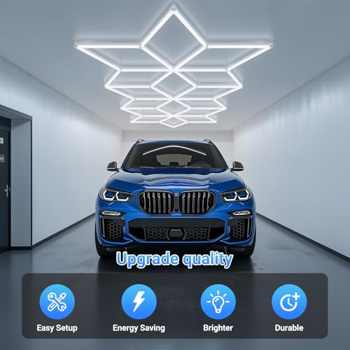 Rhombus LED Garage Light - Hexagonal Snow Lights, 710W 78100LM Super Bright Garage Ceiling Lights, Larger Size Honeycomb Light for Warehouse, Workshop, Gym, Car Basement - size: Snow