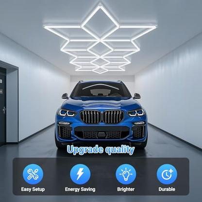 Rhombus LED Garage Light - Hexagonal Snow Lights, 710W 78100LM Super Bright Garage Ceiling Lights, Larger Size Honeycomb Light for Warehouse, Workshop, Gym, Car Basement - size: Snow